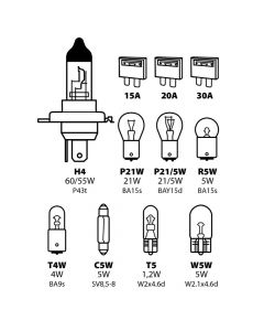 Kit lampade di ricambio 11 pz, alogena H4 - 12V