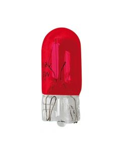 12V Lampada con zoccolo vetro - (W5W) - 5W - W2,1x9,5d - 2 pz  - D/Blister - Rosso