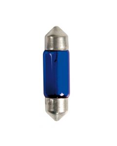 12V Blue Dyed Glass, Lampada siluro  - (C10W) - 11x35 mm - 10W - SV8,5-8 - 2 pz  - D/Blister