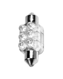 12V Lampada siluro 6 Led - 13x35 mm - SV8,5-8 - 1 pz  - Scatola - Bianco